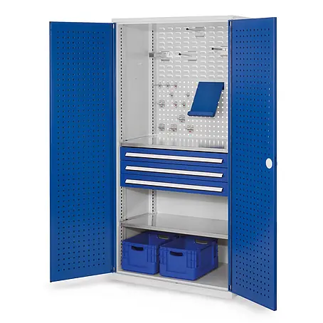 Kappes  Metall-Mehrzweckschrank ®RasterPlan Schubladenschränke 1950x1000x600mm Lochplattentüren Modell 1
