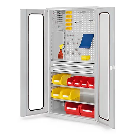 Kappes  Metall-Mehrzweckschrank ®RasterPlan Schubladenschränke 1950x1000x600mm Sichtfenstertüren Modell