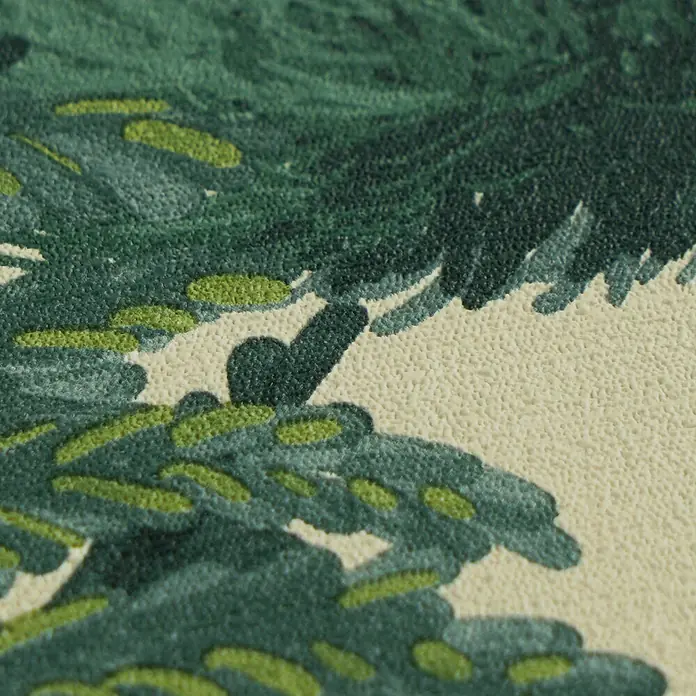 A.S. Création Cuba 2 Vliestapete Natur - Grün-Creme, Floral, 10,05 x 0,53 m - Strukturiertes Material mit erhabenem grünem Laubmuster.