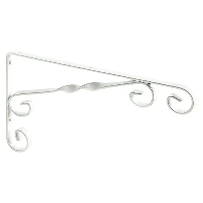 Rei Escuadra de soporte 1475 - L x An x Al: 15 x 28 x 1,2 cm, Blanco - Soporte de pared blanco y decorativo para jardineras u otras decoraciones colgantes.