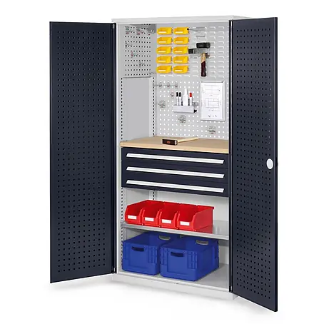 Kappes  Metall-Mehrzweckschrank ®RasterPlan Schubladenschränke 1950x1000x600mm Lochplattentüren Modell 1