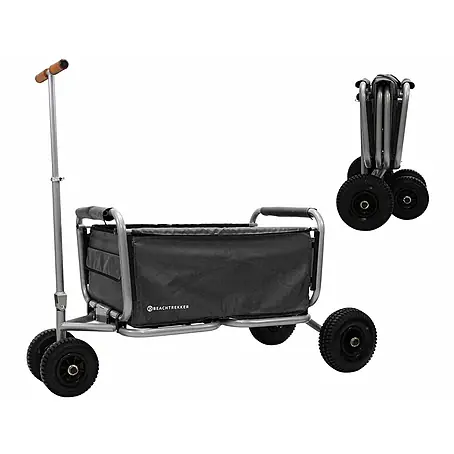 Beachtrekker  Bollerwagen faltbarer Bollerwagen Life mit integrierter Feststellbremse Schwarz und PU-