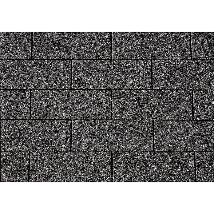 Alpholz Gartenhaus Schindel Dacheindeckung - 6 m² - Naturbelassen - Nahaufnahme von dunkelgrauen Bitumenschindeln mit körniger Textur, im versetzten Muster angeordnet.