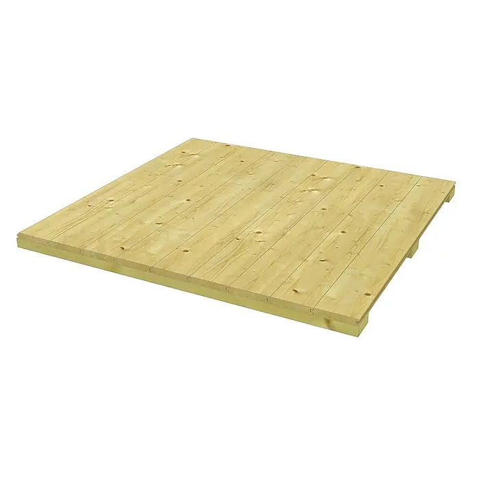 Alpholz Gartenhaus Universal Holzfußboden-Set 12 m² - Naturbelassen - Helles Holz Boden-/Dachpaneel mit Nut-Feder-Brettern, Dämmschicht und Traglatten.