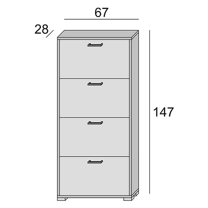 Kiamami Valentina Schuhschrank - L x B x H: 67 x 28 x 147 cm, Grau, Beige - Grauer Schuhschrank mit 4 Klappfächern zur Schuhaufbewahrung.