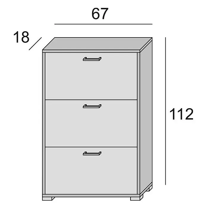 Kiamami Valentina Schuhschrank - L x B x H: 65 x 18 x 112 cm, Holz mittel - Helles dreistufiges Schuhregal mit Kippfächern, B67xT18xH112 cm.