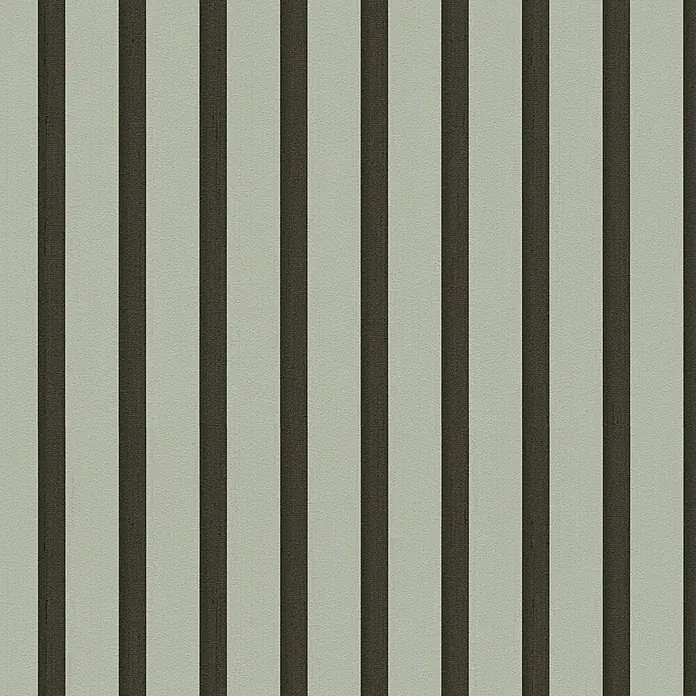 A.S. Création Pintwalls 3 Vliestapete Paneele - Grün-Schwarz, Sonstiges, 10,05 x 0,53 m - Stoff mit vertikalen Streifen in Dunkelgraubraun und Hell-Salbeigrün, mit Webstruktur.