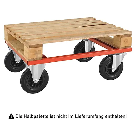 Kongamek  Palettenwagen Palettenwagen in rot 270mm hoch mit Bremse für Halbpaletten 800x600mm