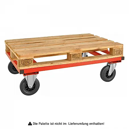 Kongamek  Palettenwagen Palettenwagen in rot 305mm hoch mit Bremse für Euro-Paletten 1200x800mm