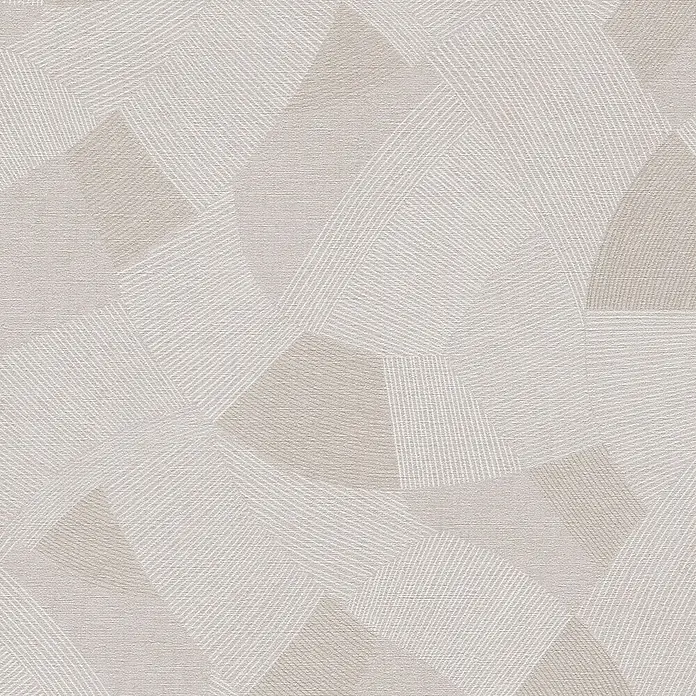 A.S. Création Cuba 2 Vliestapete Grafik - Grau-Weiß, Grafisch, 10,05 x 0,53 m - Texturiertes hellbeiges Muster mit abstrakten Linien und festen geometrischen Formen.