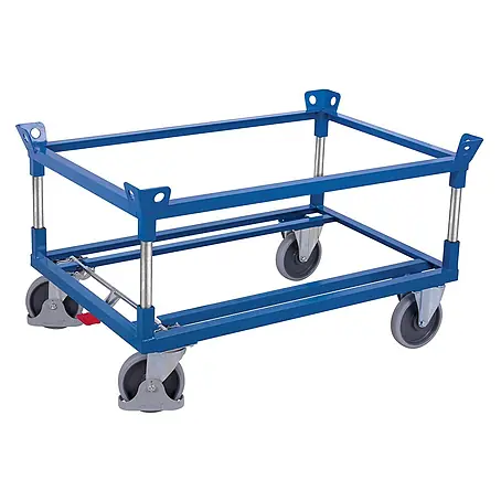 Variofit  Palettenwagen Palettenfahrgestell Gummibereifung für Gitterboxen/Europaletten mit 2 Wink