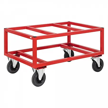 Kongamek  Palettenwagen Palettenwagen in rot 650mm hoch mit Bremse für Paletten 1200x1000mm