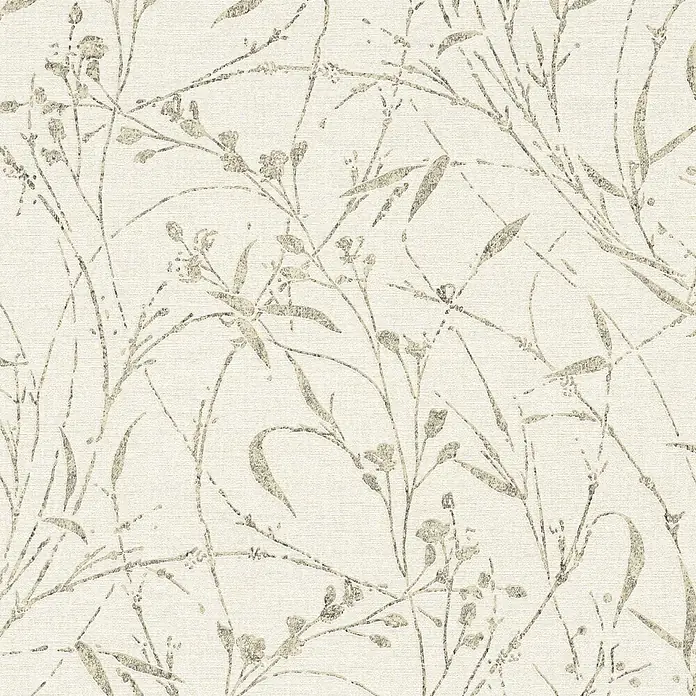 A.S. Création Metropolitan Stories Vibes & Styles Vliestapete Gräser I - Creme-Beige, Floral, 10,05 x 0,53 m - Strukturierte Tapete mit zartem Pflanzenmuster in gedecktem Grau.