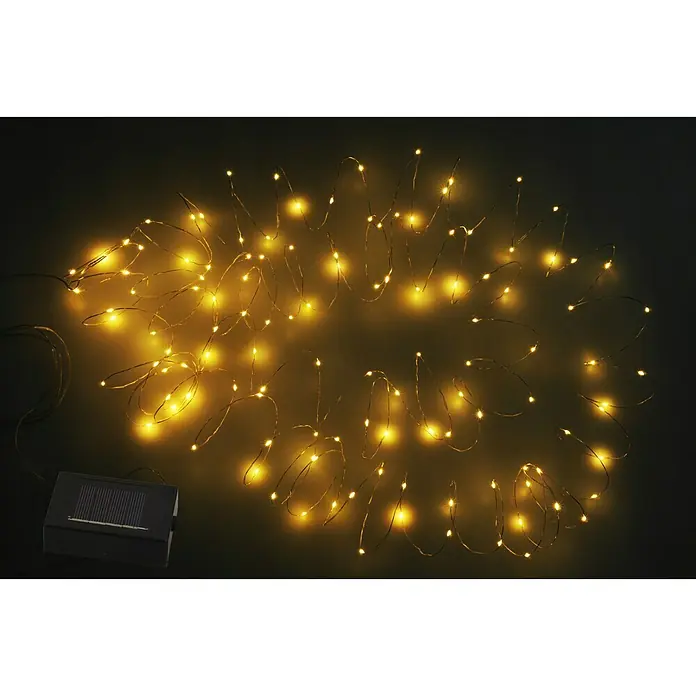 Globo Solar-Lichterkette - IP44, Länge: 1,35 m - Solarbetriebene Lichterkette mit warmweißen LEDs, ideal für stimmungsvolle Beleuchtung im Garten oder auf der Terrasse.