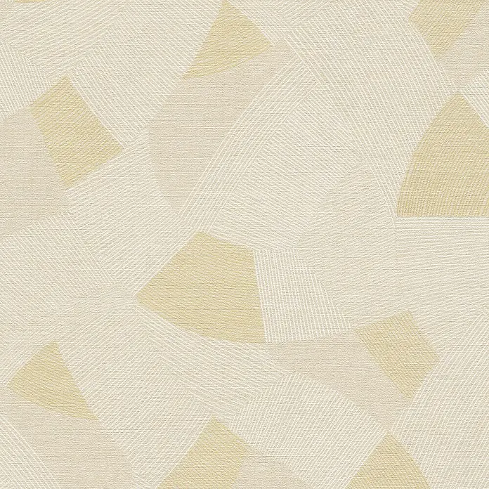 A.S. Création Cuba 2 Vliestapete Grafik - Beige-Creme, Grafisch, 10,05 x 0,53 m - Strukturierte beigefarbene Oberfläche mit abstraktem geometrischem Muster aus cremefarbenen Linien und sanften Goldformen.