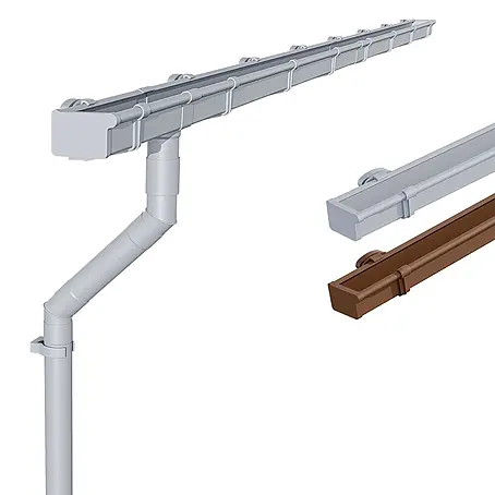 Inefa  Kastendachrinne 5m Set PVC NW83 / 83mm für Gartenhaus, Carport Grau