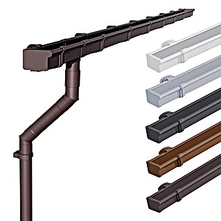 Inefa Kastendachrinne 2x Set 3m PVC NW68 / 68mm Dunkelbraun (Nennweite: 68 mm, Länge: 300 cm, Kunststoff, Braun)