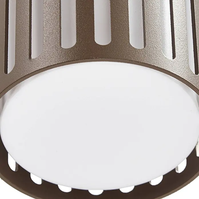 Lindby Wandleuchte aussen in braun, weiß, Aussenlampe Wand -  - Bronze Deckenleuchte aus Metall mit geschlitztem Schirm und weißem Diffusor.