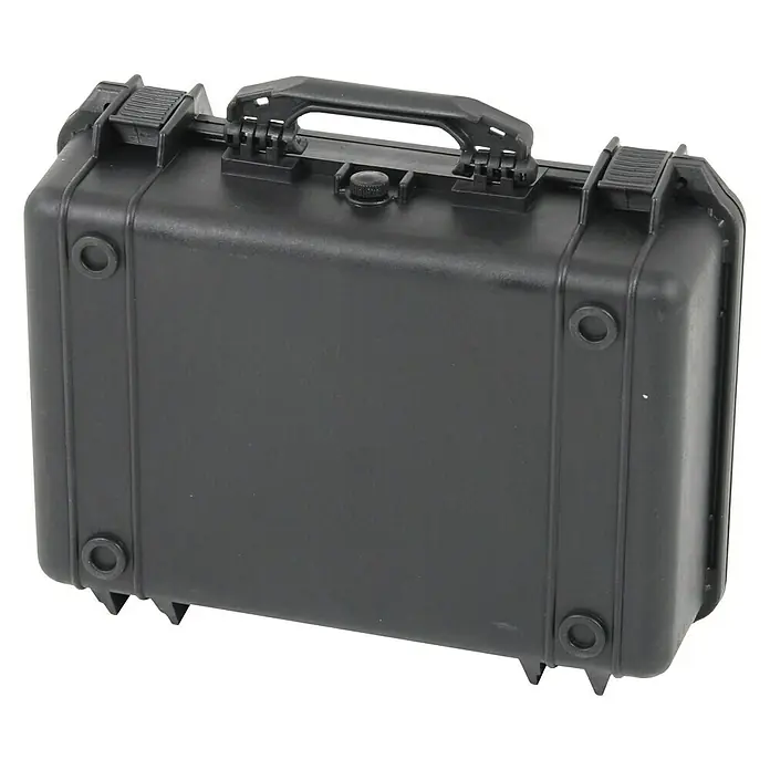 Hepco & Becker Werkzeugkoffer Solid 5615 & Wing 4901 - L x B x H: 360 x 465 x 175 mm, Polypropylen - Bild einer robusten, schwarzen, wasserdichten Hartschalenkoffer. Ideal, um Ihre Ausrüstung sicher und trocken zu halten.