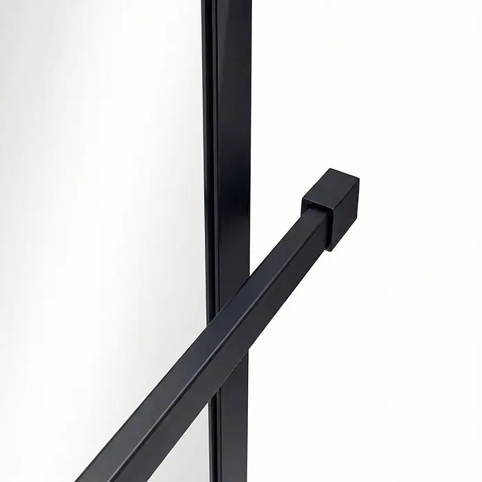 SCHÖNER WOHNEN-Kollektion Duschwand Walk In Yuna mit Bogen Mattschwarz Klar Hell - Mattschwarz - Matt schwarzer, quadratischer Metallgriff.