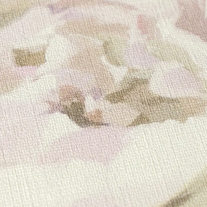 A.S. Création Pintwalls 3 Vliestapete Blüte - Creme-Grün, Floral, 10,05 x 0,53 m - Strukturierter Stoff mit einem dezenten, abstrakten Muster in gedeckten Lavendel-, Beige- und Weißtönen.