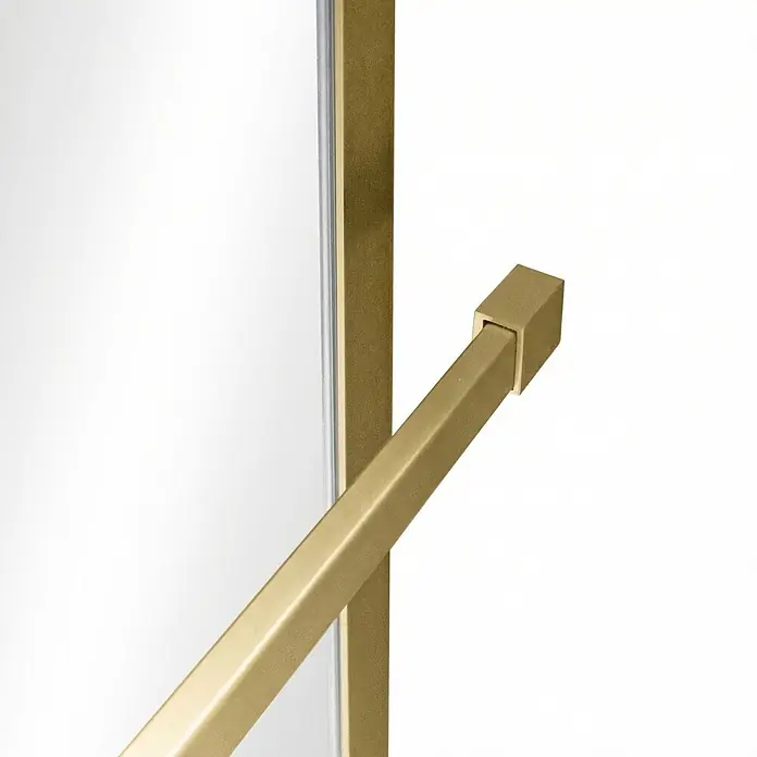 SCHÖNER WOHNEN-Kollektion Duschwand Walk In Yuna mit Bogen Dusche Mattgold Klar hell - Mattgold - Quadratischer goldener Duschgriff/Handtuchhalter.