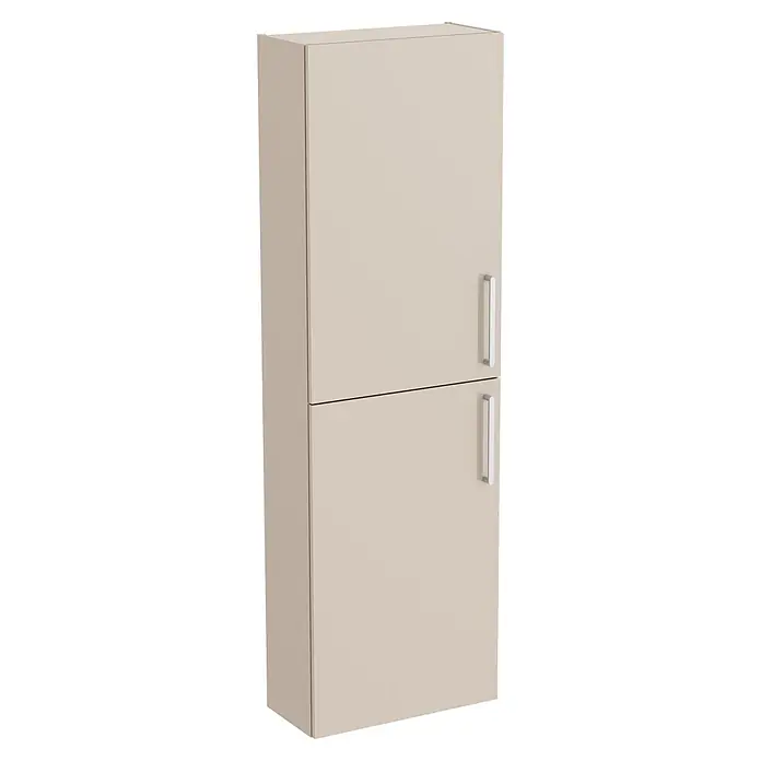 VitrA Hochschrank Root Flat - B x T x H: 57 x 27 x 180 cm, Sahara Beige - Hoher beiger Vorratsschrank mit zwei Türen und Metallgriffen.