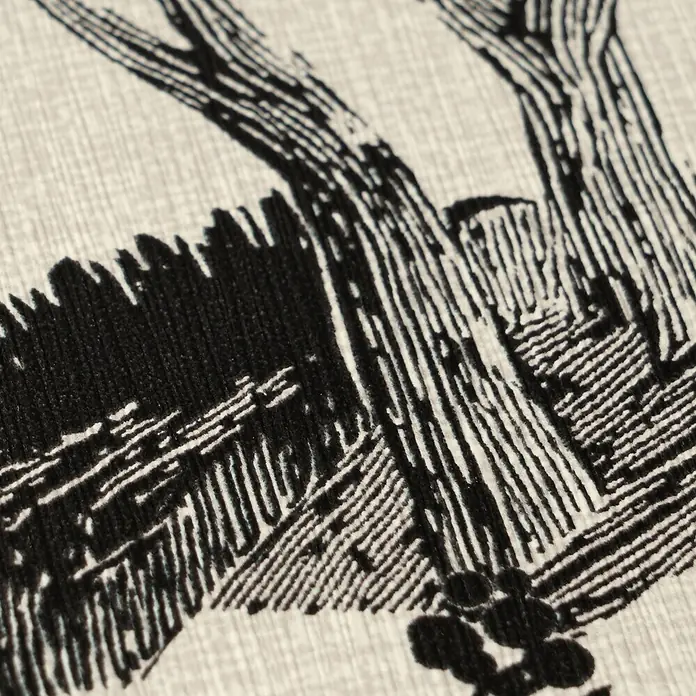 A.S. Création Pintwalls 3 Vliestapete Natur - Grau-Schwarz, Floral, 10,05 x 0,53 m - Strukturiertes schwarz-weißes Grafikdesign auf gewebtem Stoff.
