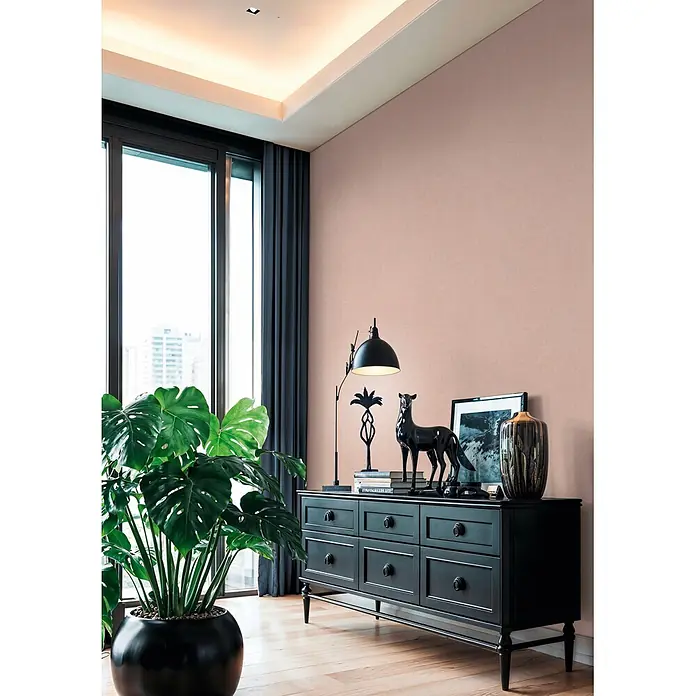 A.S. Création Cuba 2 Vliestapete Uni - Rosa, Uni, 10,05 x 0,53 m - Dezent strukturierte rosabeige Wandverkleidung, die einen modernen Raum aufwertet.