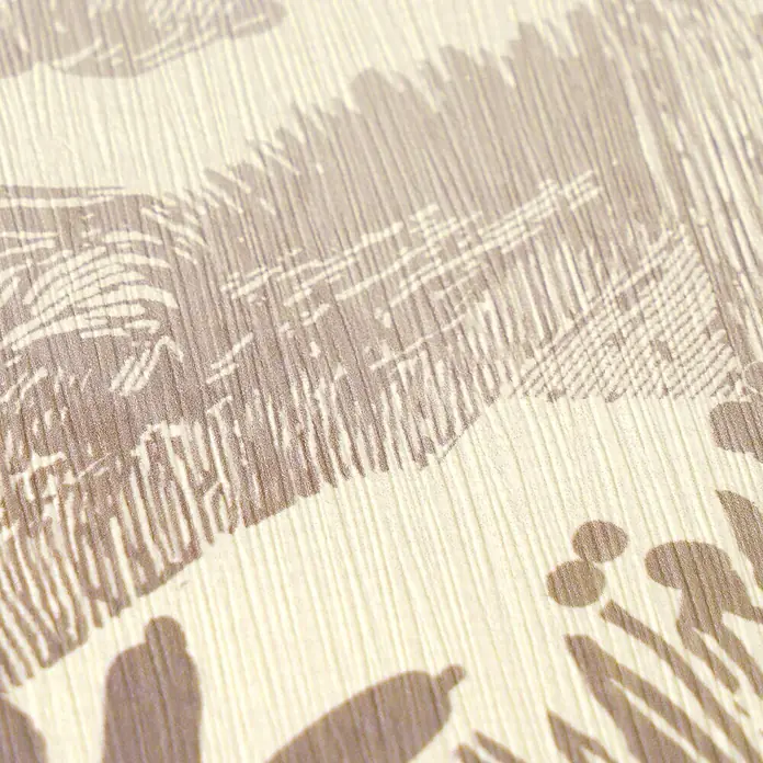 A.S. Création Pintwalls 3 Vliestapete Natur - Beige-Grün, Floral, 10,05 x 0,53 m - Strukturierte cremefarbene Tapete mit feinen vertikalen Linien und abstraktem taupefarbenem Muster.