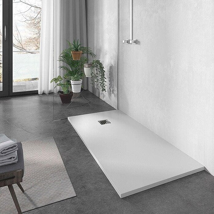 Plato de ducha Liso (L x An: 80 x 120 cm, Material compuesto, Blanco) | BAUHAUS