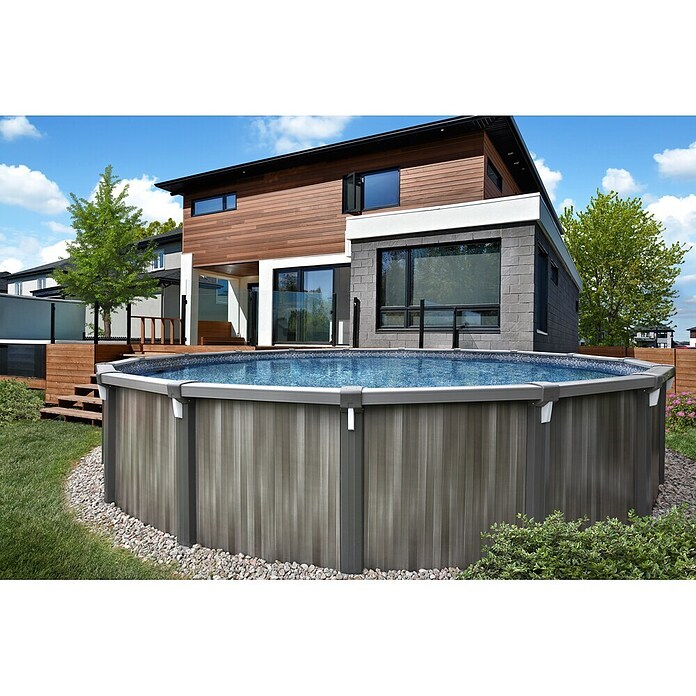 Stahlwand-Pool Pulsar (Grau, L x B: 3,66 x 3,66 m, Farbe Innenfolie Sand) | BAUHAUS
