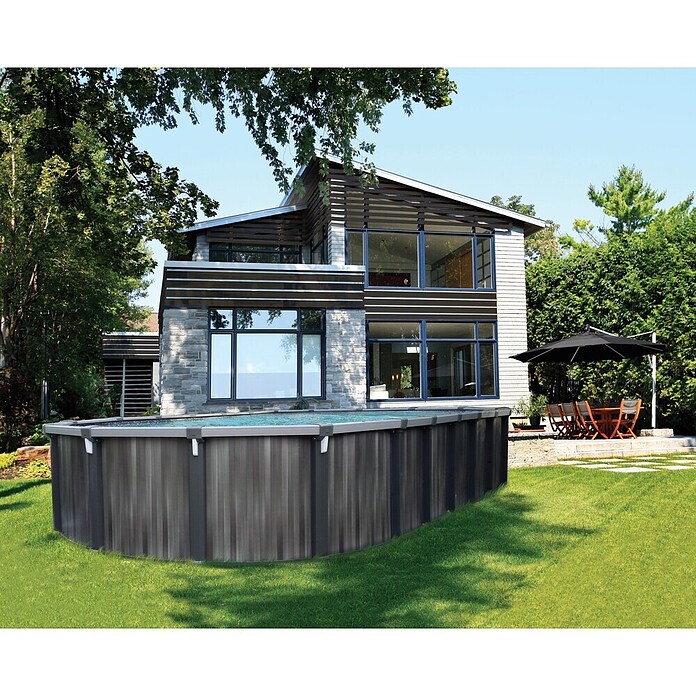 Stahlwand-Pool Pulsar (Grau, L x B: 5,48 x 3,66 m, Farbe Innenfolie Blau) | BAUHAUS