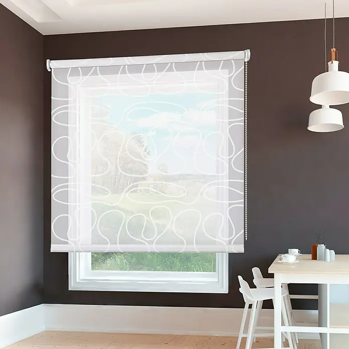 Estor enrollable Roll-up Scene - An x Al: 120 x 180 cm, Duna blanca, Unicolor - Estor enrollable con un elegante diseño curvo que filtra suavemente la luz natural y añade un toque moderno a la habitación.