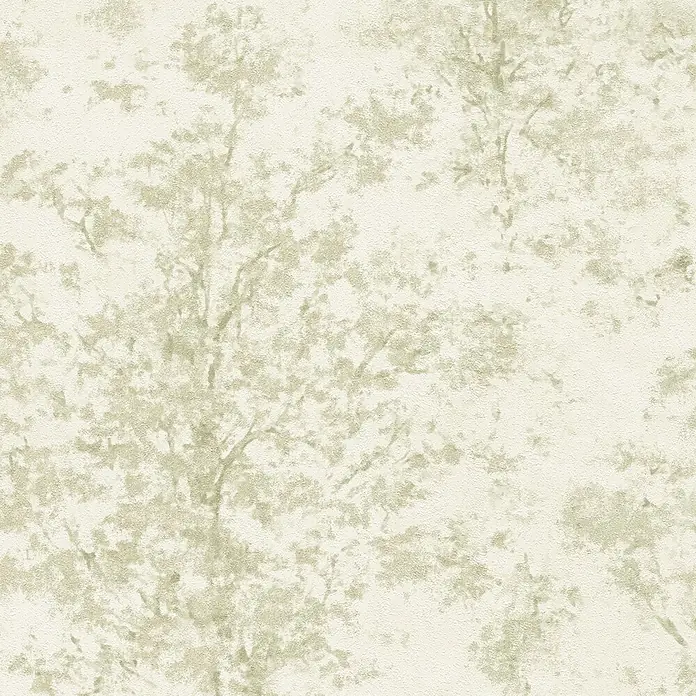 A.S. Création Metropolitan Stories Vibes & Styles Vliestapete Zweige - Creme-Grün, Floral, 10,05 x 0,53 m - Hellbeigefarbene Tapete mit dezentem, strukturiertem Baummuster.