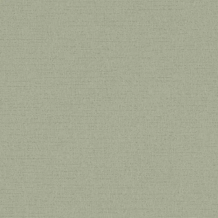 A.S. Création Metropolitan Stories Vibes & Styles Vliestapete Textil - Grün, Uni, 10,05 x 0,53 m - Hellgrünlich-grauer Stoff mit sichtbarer, fein gewebter Textur.