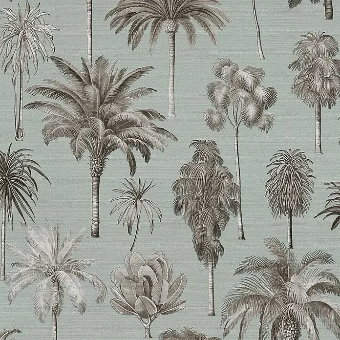 A.S. Création Pintwalls 3 Vliestapete Palmen - Braun-Grau, Floral, 10,05 x 0,53 m - Nahtloses Tapetenmuster mit verschiedenen Palmen in monochromen Grautönen.