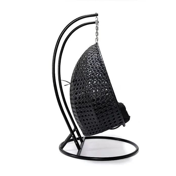 Home Deluxe Hängesessel TWIN - L x B x H: 74 x 145 x 126 cm, Schwarz - Schwarzer Hängesessel aus Geflecht mit schwarzem Metallgestell.