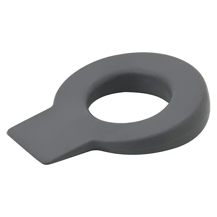 Rei Lock Tope de puerta 660 - Negro, 1 ud. - Llavero Air Tag de silicona gris con un agujero y una sección plana.