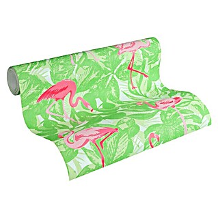 AS Creation Boys And Girls 6 Vliestapete Flamingo (Grün/Pink, Sonstiges, 10,05 x 0,53 m)