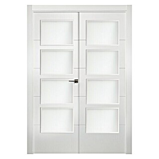 Puerta de doble hoja Mannheim (145 x 203 cm, Apertura según normativa: Izquierda, Blanco lacado, Macizo)