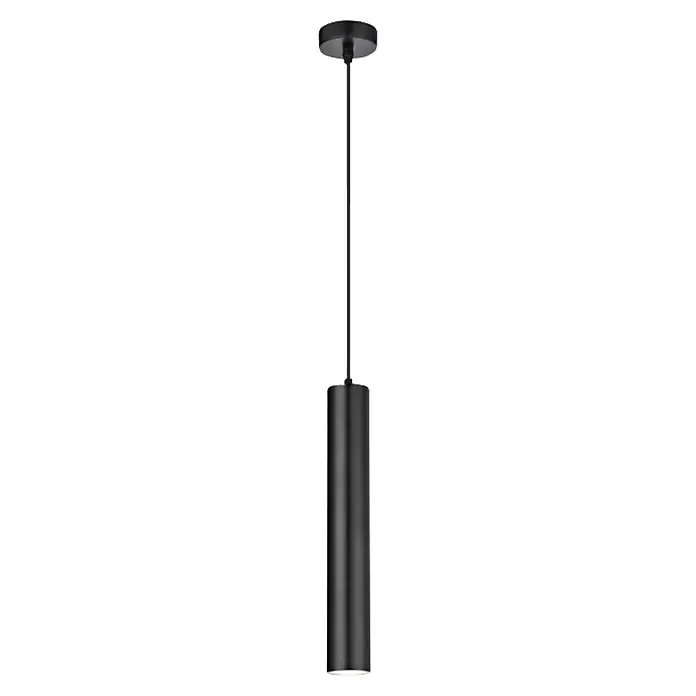 Alemar Lámpara colgante Antia - 50 W, Negro, GU10 - Lámpara colgante cilíndrica negra mate para montaje en techo.