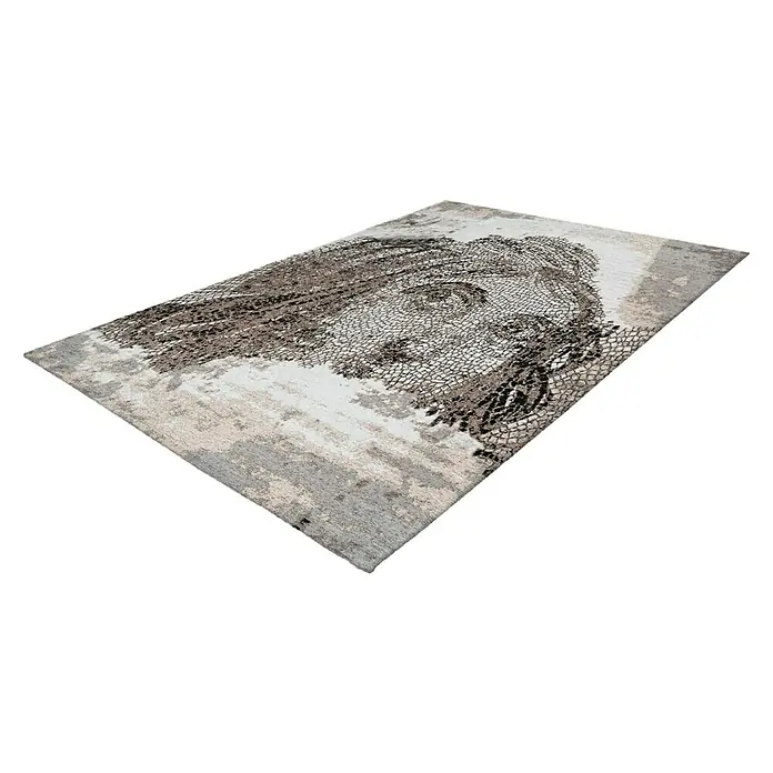Kayoom Kurzflorteppich Iglesia - Taupe, 150 x 80 cm, 100 % Polyester - Moderner Teppich mit abstraktem Gesichtsmuster in Grau- und Brauntönen. Dieser stilvolle Teppich verleiht jedem Raum eine künstlerische Note.