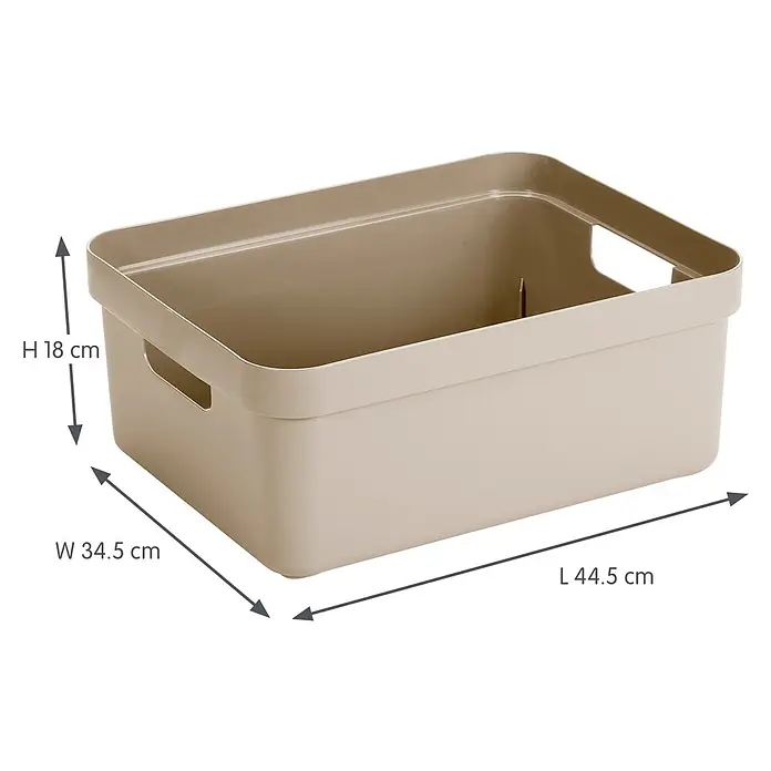 Sunware Sigma home Aufbewahrungsbox - L x B x H: 44,5 x 34,5 x 18,3 cm, Kunststoff, Beige - Beige Kunststoff-Aufbewahrungsbox mit Griffen. H 18 cm, B 34,5 cm, L 44,5 cm.