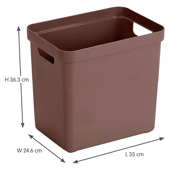Sunware Sigma home Aufbewahrungsbox - L x B x H: 35 x 24,6 x 36,3 cm, Kunststoff, Schoko - Braune Plastik-Aufbewahrungsbox mit Griffen, H 36.3 x B 24.6 x L 35 cm.