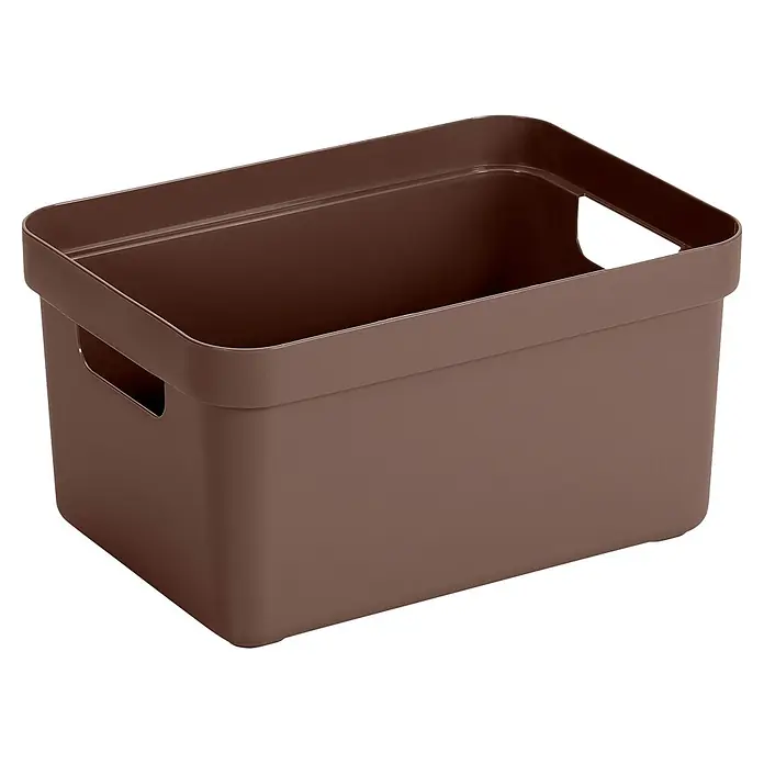 Sunware Sigma home Aufbewahrungsbox - L x B x H: 35 x 24,6 x 18,3 cm, Kunststoff, Schoko - Braune rechteckige Kunststoff-Aufbewahrungsbox mit integrierten Seitengriffen.
