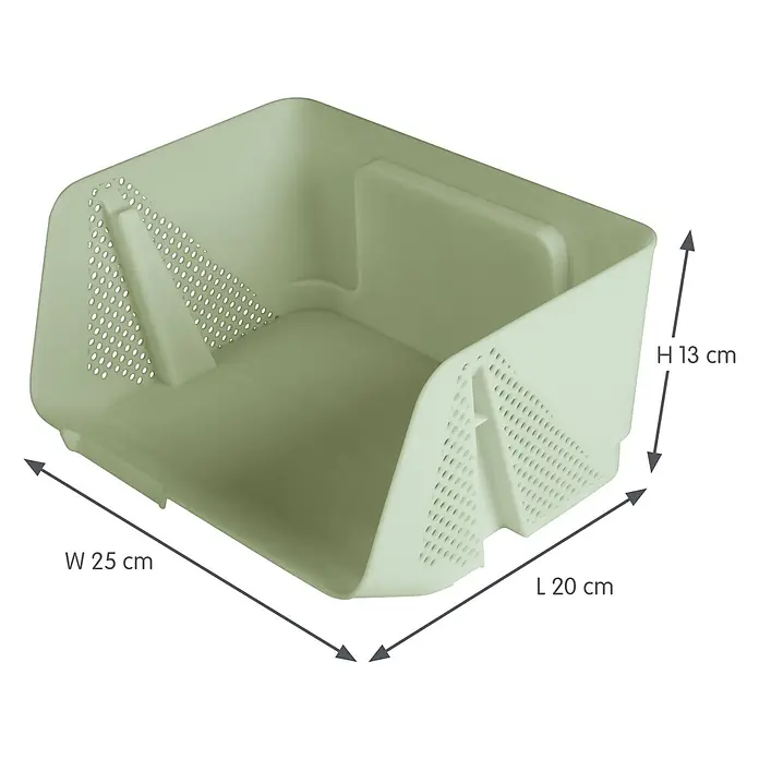 Sunware Sigma home Schreibtisch-Organizer Stackable - L x B x H: 20 x 25 x 13 cm, Grün, Kunststoff - Hellgrüner Kunststoff-Aufbewahrungskorb mit perforierten Seiten und stapelbarem Design. Maße L 20 x B 25 x H 13 cm.