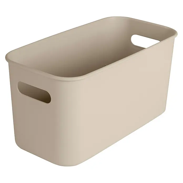 Sunware Sigma home Aufbewahrungsbox cube box - L x B x H: 31,3 x 16 x 16 cm, Kunststoff, Beige, 6 l - Helle beige rechteckige Kunststoff-Aufbewahrungsbox mit integrierten Griffen.