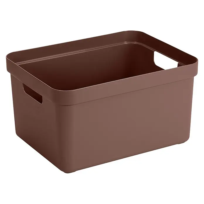 Sunware Sigma home Aufbewahrungsbox - L x B x H: 44,5 x 34,5 x 24,3 cm, Kunststoff, Schoko - Braune Kunststoff-Aufbewahrungsbox mit integrierten Griffen.