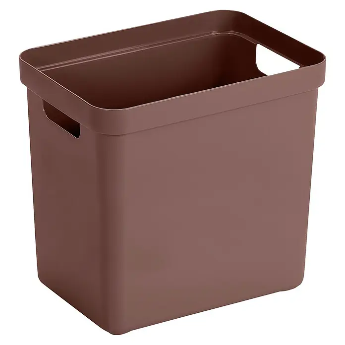 Sunware Sigma home Aufbewahrungsbox - L x B x H: 35 x 24,6 x 36,3 cm, Kunststoff, Schoko - Braune Kunststoff-Aufbewahrungsbox mit integrierten Griffen zum Organisieren.